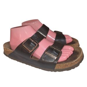 BIRKENSTOCK ARIZONA 11L 9M Brown Distressed Leather Double Buckle Summer Sandals